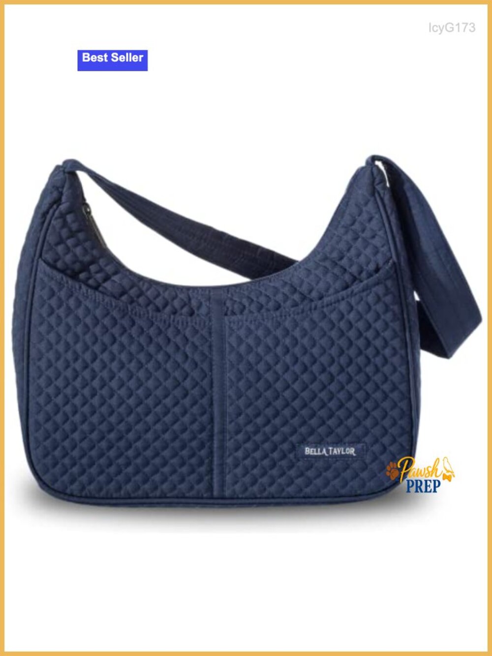 Quilted Microfiber Shoulder Bag with 5 Pockets and Zipper Closure